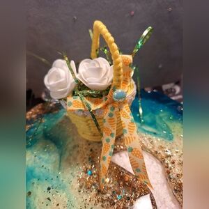 Yellow Basket Vintage Hand Crafted New